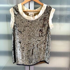 NILI LOTAN silk sequin party top